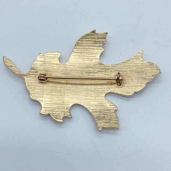 Vintage Gold Tone Fall Enamel Maple Leaf Brooch Pins Set Of 3 Gold Green & Brown - Picture 3 of 10